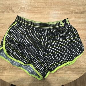 Under Armour Black and Green Checkered Athletic Shorts